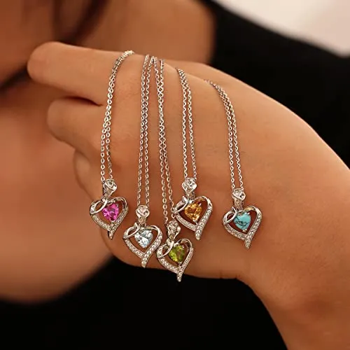 Agvana August Birthstone Jewelry Peridot Necklace for Women Sterling Silver Rose Flower Heart Pendant Necklace Fine Jewelry Anniversary Birthday Gifts for Women Girls Mom Wife Daughter Lady Her