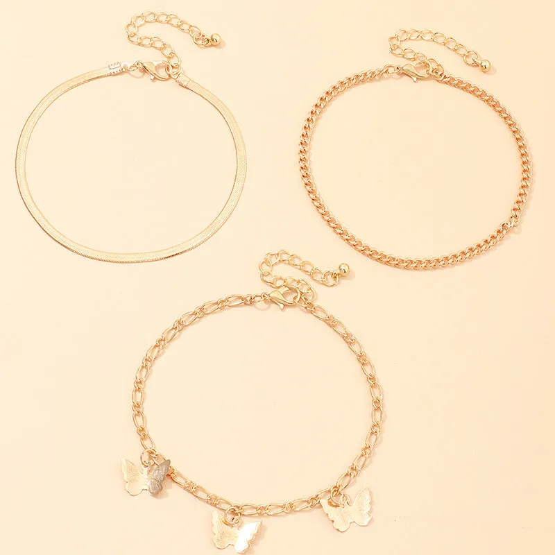 Fashion Alloy Butterfly Pendant Anklet Accessories