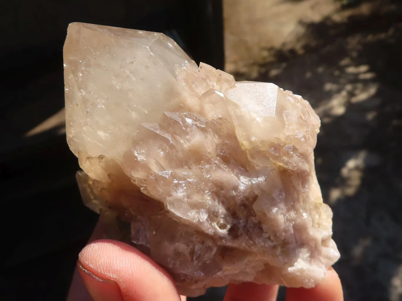 Natural Smokey Phantom Quartz Clusters x 6 From Luena, Congo