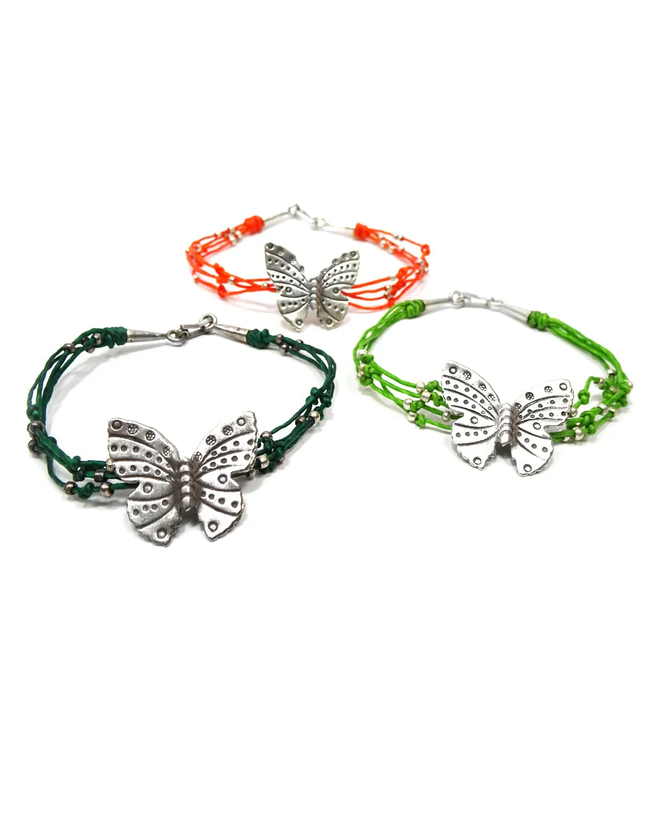 Waxed Cotton Butterfly Bracelet
